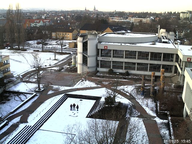 Foto der Webcam: Verwaltungsgeb&auml;ude, Innenhof mit Audimax, H&ouml;rsaal-Geb&auml;ude 1