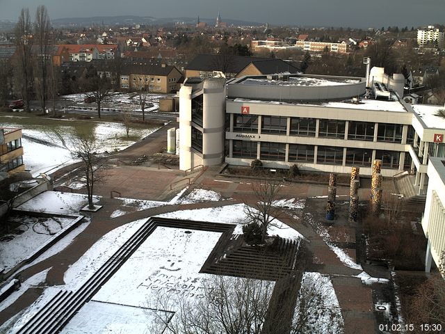 Foto der Webcam: Verwaltungsgeb&auml;ude, Innenhof mit Audimax, H&ouml;rsaal-Geb&auml;ude 1