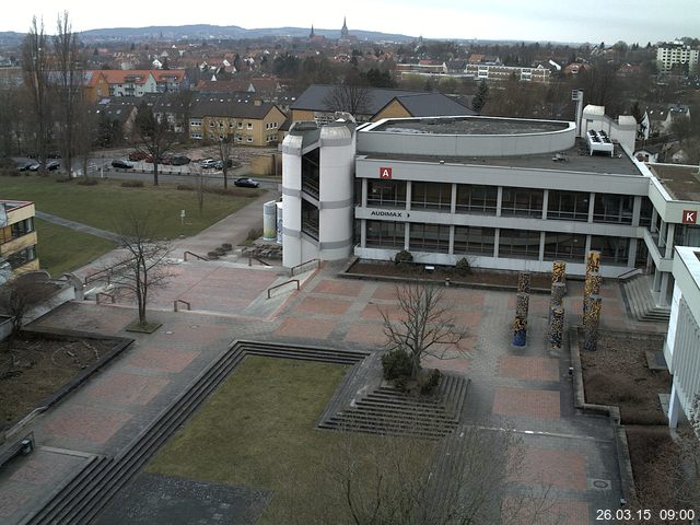 Foto der Webcam: Verwaltungsgeb&auml;ude, Innenhof mit Audimax, H&ouml;rsaal-Geb&auml;ude 1