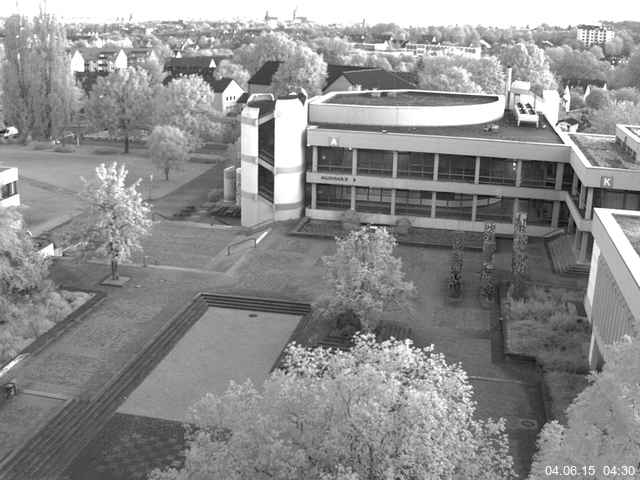 Foto der Webcam: Verwaltungsgeb&auml;ude, Innenhof mit Audimax, H&ouml;rsaal-Geb&auml;ude 1