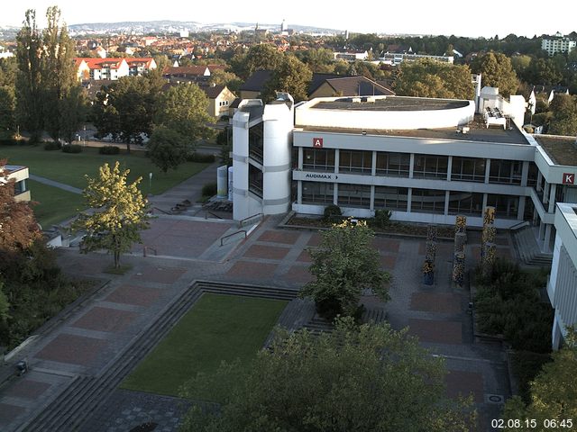 Foto der Webcam: Verwaltungsgeb&auml;ude, Innenhof mit Audimax, H&ouml;rsaal-Geb&auml;ude 1