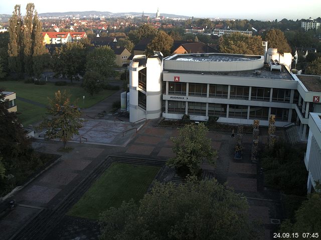 Foto der Webcam: Verwaltungsgeb&auml;ude, Innenhof mit Audimax, H&ouml;rsaal-Geb&auml;ude 1