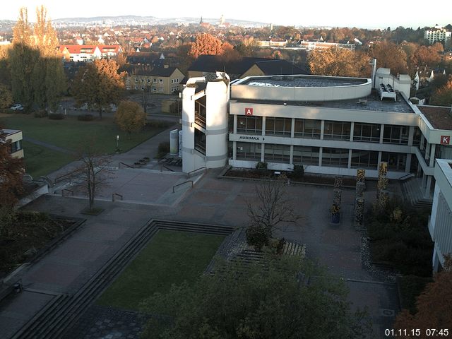 Foto der Webcam: Verwaltungsgeb&auml;ude, Innenhof mit Audimax, H&ouml;rsaal-Geb&auml;ude 1