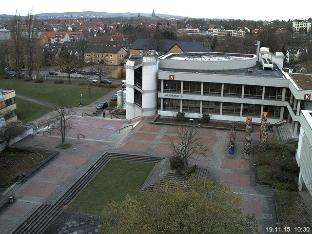 Foto der Webcam: Verwaltungsgeb&auml;ude, Innenhof mit Audimax, H&ouml;rsaal-Geb&auml;ude 1