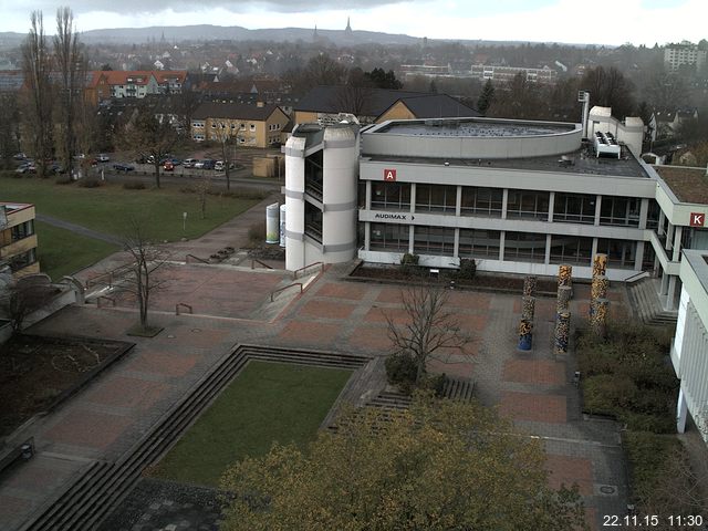 Foto der Webcam: Verwaltungsgeb&auml;ude, Innenhof mit Audimax, H&ouml;rsaal-Geb&auml;ude 1