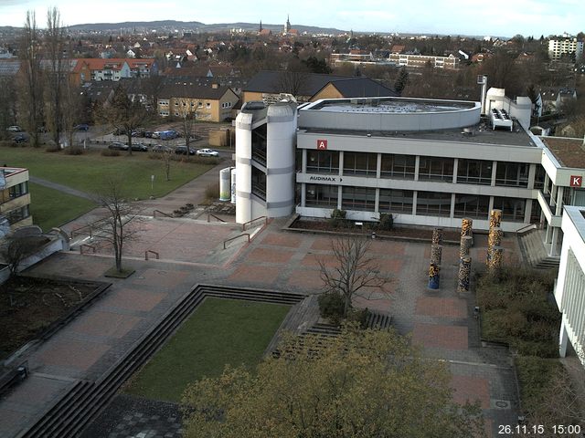 Foto der Webcam: Verwaltungsgeb&auml;ude, Innenhof mit Audimax, H&ouml;rsaal-Geb&auml;ude 1