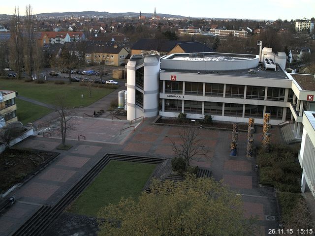 Foto der Webcam: Verwaltungsgeb&auml;ude, Innenhof mit Audimax, H&ouml;rsaal-Geb&auml;ude 1
