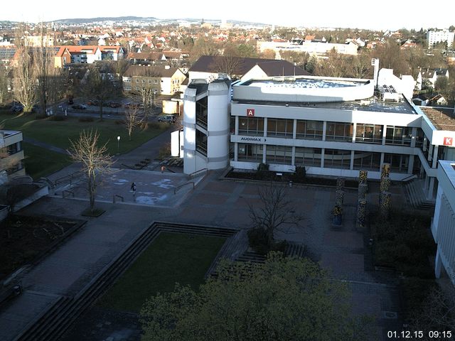 Foto der Webcam: Verwaltungsgeb&auml;ude, Innenhof mit Audimax, H&ouml;rsaal-Geb&auml;ude 1