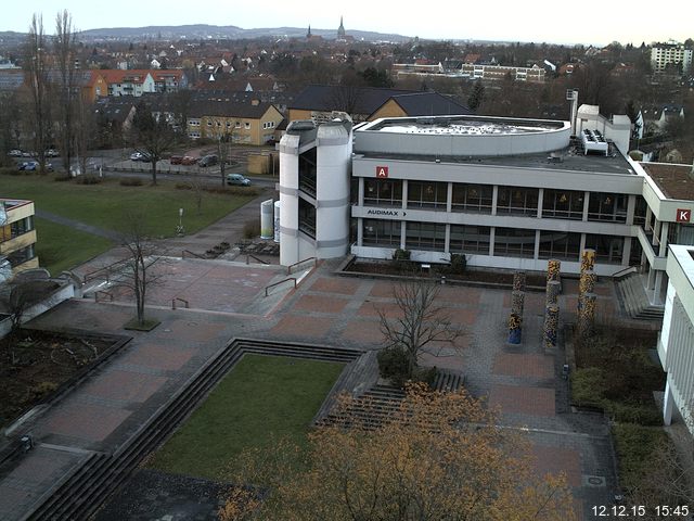 Foto der Webcam: Verwaltungsgeb&auml;ude, Innenhof mit Audimax, H&ouml;rsaal-Geb&auml;ude 1