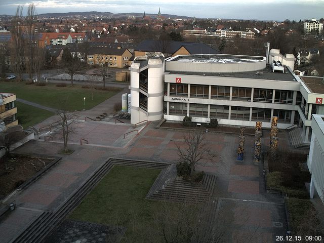 Foto der Webcam: Verwaltungsgeb&auml;ude, Innenhof mit Audimax, H&ouml;rsaal-Geb&auml;ude 1