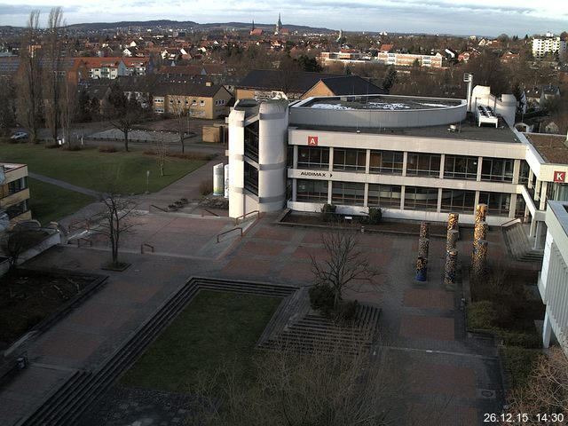 Foto der Webcam: Verwaltungsgeb&auml;ude, Innenhof mit Audimax, H&ouml;rsaal-Geb&auml;ude 1
