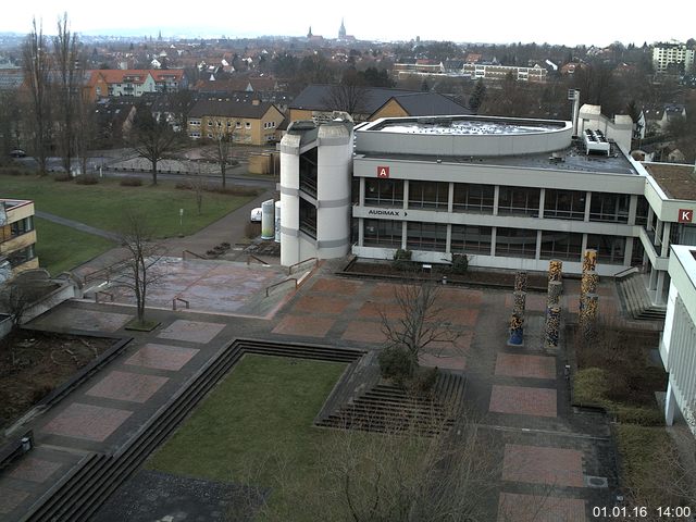 Foto der Webcam: Verwaltungsgeb&auml;ude, Innenhof mit Audimax, H&ouml;rsaal-Geb&auml;ude 1