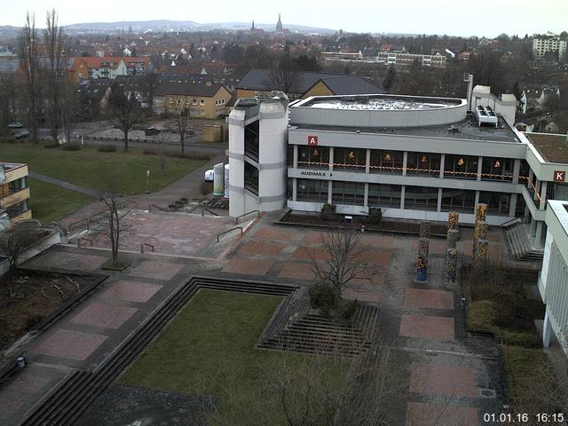 Foto der Webcam: Verwaltungsgeb&auml;ude, Innenhof mit Audimax, H&ouml;rsaal-Geb&auml;ude 1