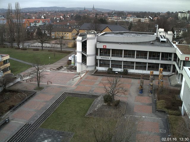 Foto der Webcam: Verwaltungsgeb&auml;ude, Innenhof mit Audimax, H&ouml;rsaal-Geb&auml;ude 1