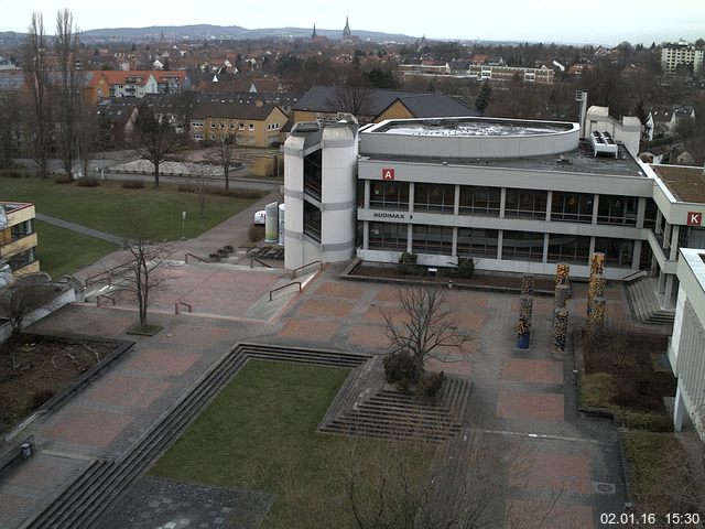Foto der Webcam: Verwaltungsgeb&auml;ude, Innenhof mit Audimax, H&ouml;rsaal-Geb&auml;ude 1