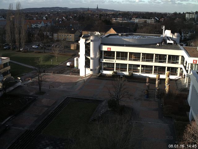 Foto der Webcam: Verwaltungsgeb&auml;ude, Innenhof mit Audimax, H&ouml;rsaal-Geb&auml;ude 1