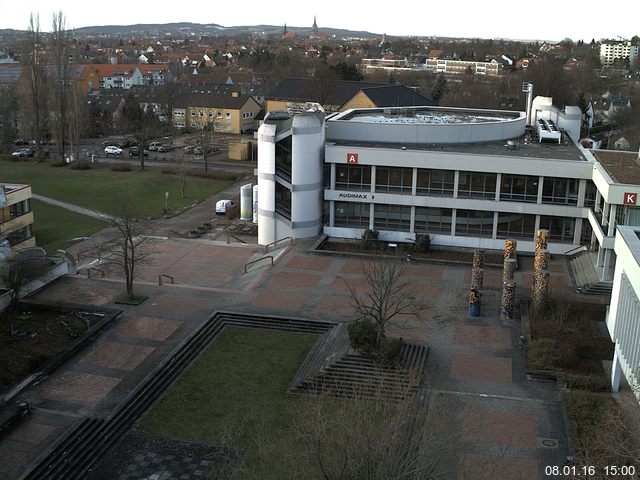 Foto der Webcam: Verwaltungsgeb&auml;ude, Innenhof mit Audimax, H&ouml;rsaal-Geb&auml;ude 1