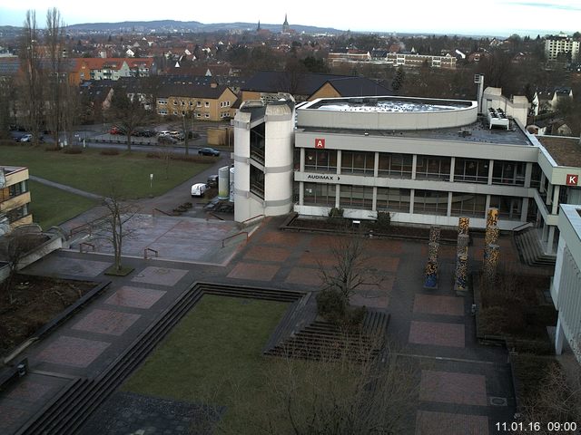Foto der Webcam: Verwaltungsgeb&auml;ude, Innenhof mit Audimax, H&ouml;rsaal-Geb&auml;ude 1