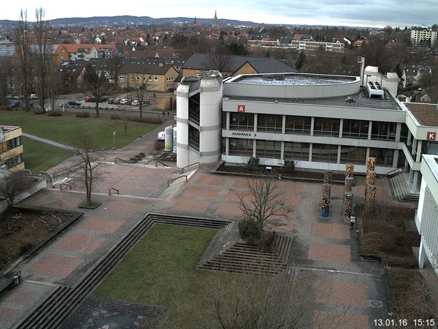 Foto der Webcam: Verwaltungsgeb&auml;ude, Innenhof mit Audimax, H&ouml;rsaal-Geb&auml;ude 1