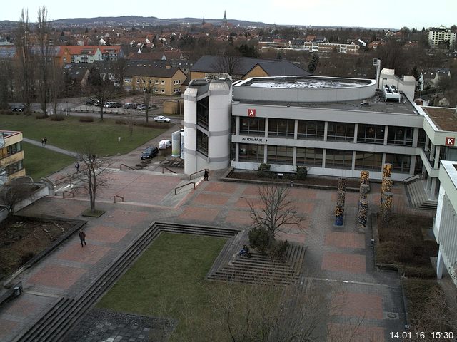 Foto der Webcam: Verwaltungsgeb&auml;ude, Innenhof mit Audimax, H&ouml;rsaal-Geb&auml;ude 1