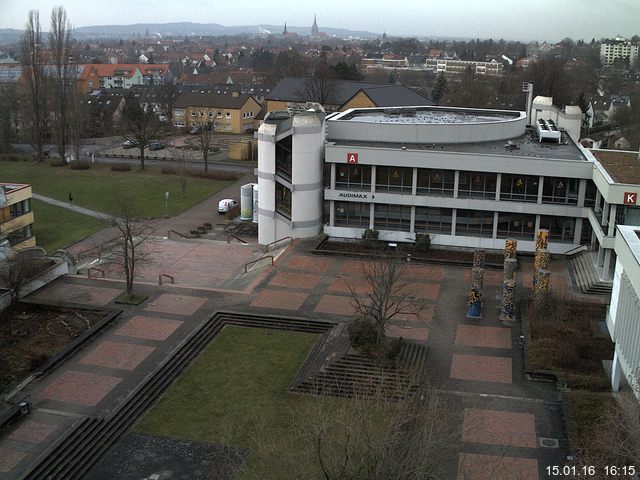 Foto der Webcam: Verwaltungsgeb&auml;ude, Innenhof mit Audimax, H&ouml;rsaal-Geb&auml;ude 1