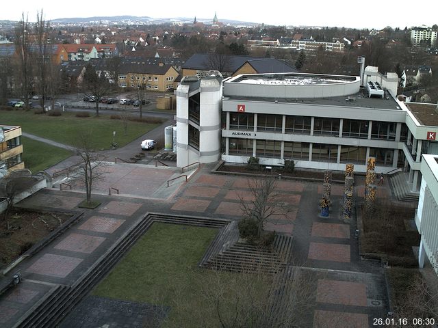 Foto der Webcam: Verwaltungsgeb&auml;ude, Innenhof mit Audimax, H&ouml;rsaal-Geb&auml;ude 1