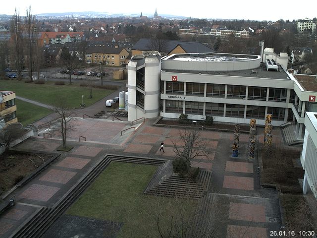 Foto der Webcam: Verwaltungsgeb&auml;ude, Innenhof mit Audimax, H&ouml;rsaal-Geb&auml;ude 1