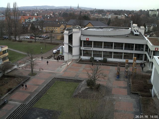 Foto der Webcam: Verwaltungsgeb&auml;ude, Innenhof mit Audimax, H&ouml;rsaal-Geb&auml;ude 1