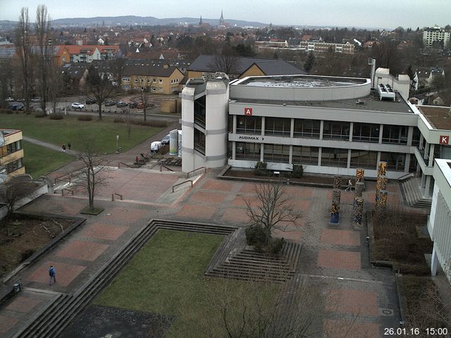 Foto der Webcam: Verwaltungsgeb&auml;ude, Innenhof mit Audimax, H&ouml;rsaal-Geb&auml;ude 1
