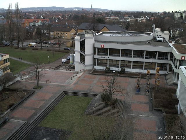 Foto der Webcam: Verwaltungsgeb&auml;ude, Innenhof mit Audimax, H&ouml;rsaal-Geb&auml;ude 1