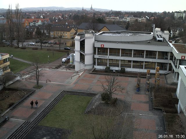 Foto der Webcam: Verwaltungsgeb&auml;ude, Innenhof mit Audimax, H&ouml;rsaal-Geb&auml;ude 1