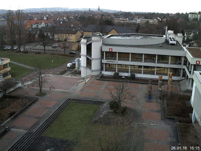 Foto der Webcam: Verwaltungsgeb&auml;ude, Innenhof mit Audimax, H&ouml;rsaal-Geb&auml;ude 1