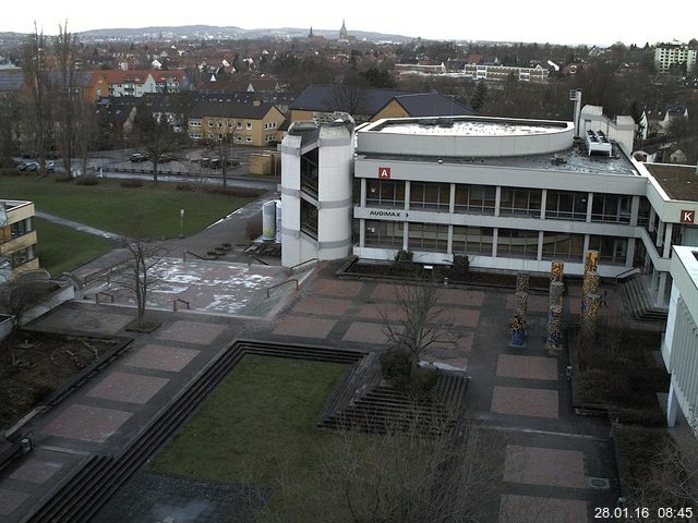 Foto der Webcam: Verwaltungsgeb&auml;ude, Innenhof mit Audimax, H&ouml;rsaal-Geb&auml;ude 1