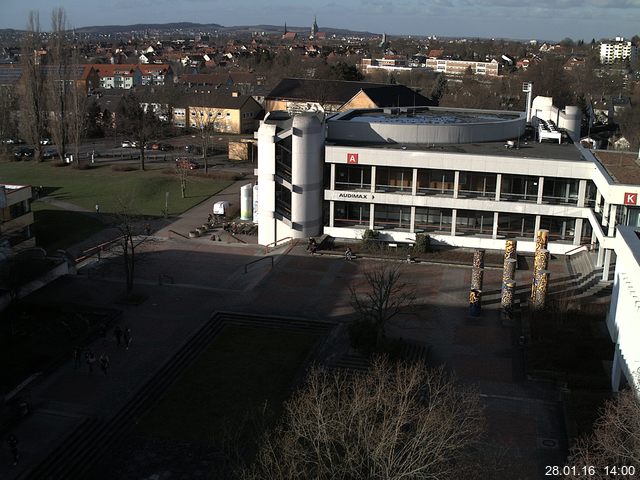 Foto der Webcam: Verwaltungsgeb&auml;ude, Innenhof mit Audimax, H&ouml;rsaal-Geb&auml;ude 1