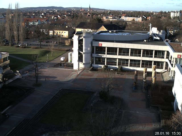 Foto der Webcam: Verwaltungsgeb&auml;ude, Innenhof mit Audimax, H&ouml;rsaal-Geb&auml;ude 1