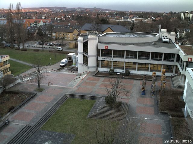 Foto der Webcam: Verwaltungsgeb&auml;ude, Innenhof mit Audimax, H&ouml;rsaal-Geb&auml;ude 1