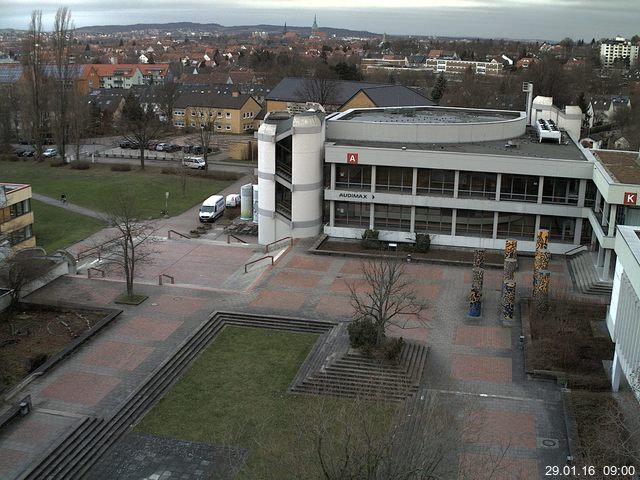 Foto der Webcam: Verwaltungsgeb&auml;ude, Innenhof mit Audimax, H&ouml;rsaal-Geb&auml;ude 1