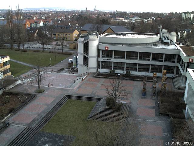 Foto der Webcam: Verwaltungsgeb&auml;ude, Innenhof mit Audimax, H&ouml;rsaal-Geb&auml;ude 1