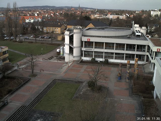 Foto der Webcam: Verwaltungsgeb&auml;ude, Innenhof mit Audimax, H&ouml;rsaal-Geb&auml;ude 1
