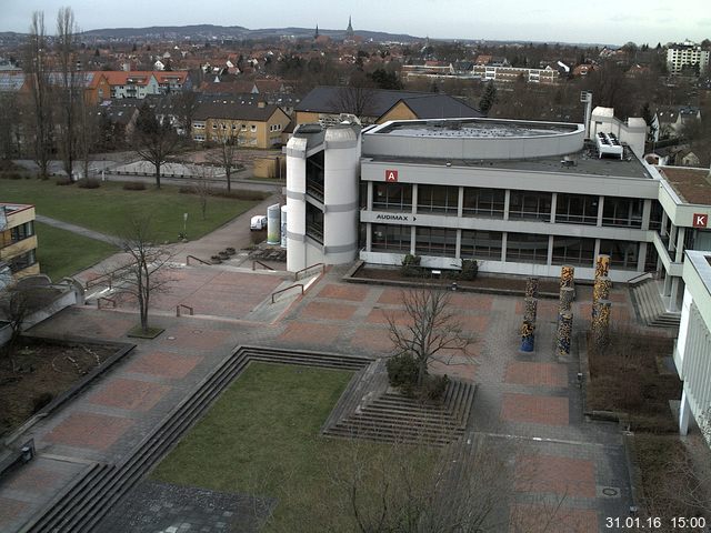 Foto der Webcam: Verwaltungsgeb&auml;ude, Innenhof mit Audimax, H&ouml;rsaal-Geb&auml;ude 1
