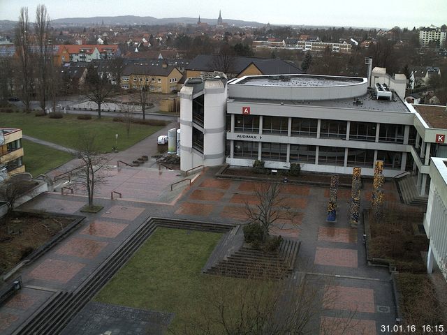 Foto der Webcam: Verwaltungsgeb&auml;ude, Innenhof mit Audimax, H&ouml;rsaal-Geb&auml;ude 1