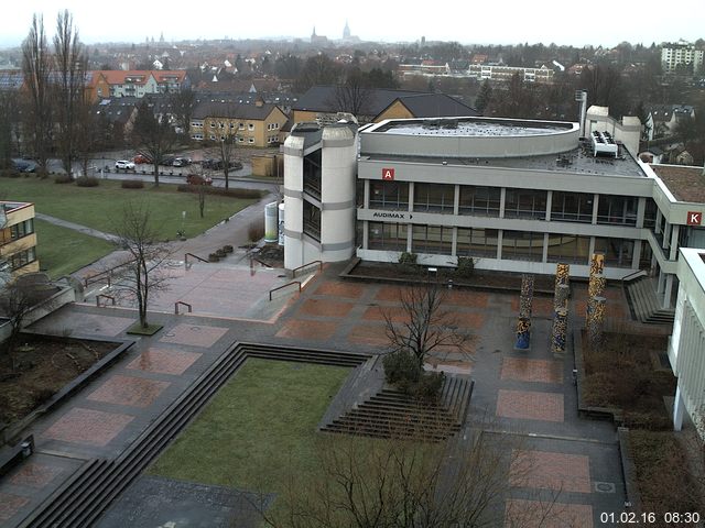 Foto der Webcam: Verwaltungsgeb&auml;ude, Innenhof mit Audimax, H&ouml;rsaal-Geb&auml;ude 1