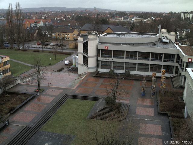 Foto der Webcam: Verwaltungsgeb&auml;ude, Innenhof mit Audimax, H&ouml;rsaal-Geb&auml;ude 1
