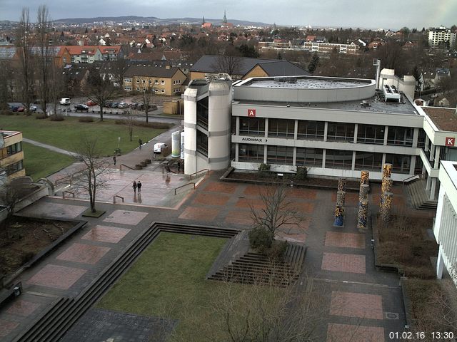 Foto der Webcam: Verwaltungsgeb&auml;ude, Innenhof mit Audimax, H&ouml;rsaal-Geb&auml;ude 1