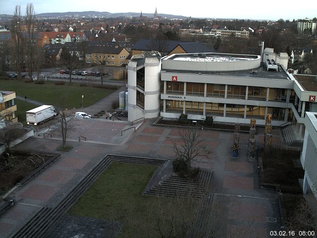 Foto der Webcam: Verwaltungsgeb&auml;ude, Innenhof mit Audimax, H&ouml;rsaal-Geb&auml;ude 1