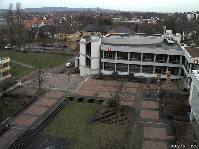 Foto der Webcam: Verwaltungsgeb&auml;ude, Innenhof mit Audimax, H&ouml;rsaal-Geb&auml;ude 1