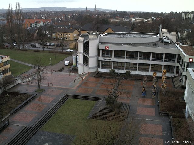 Foto der Webcam: Verwaltungsgeb&auml;ude, Innenhof mit Audimax, H&ouml;rsaal-Geb&auml;ude 1