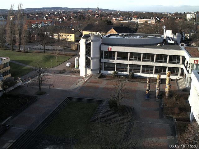 Foto der Webcam: Verwaltungsgeb&auml;ude, Innenhof mit Audimax, H&ouml;rsaal-Geb&auml;ude 1