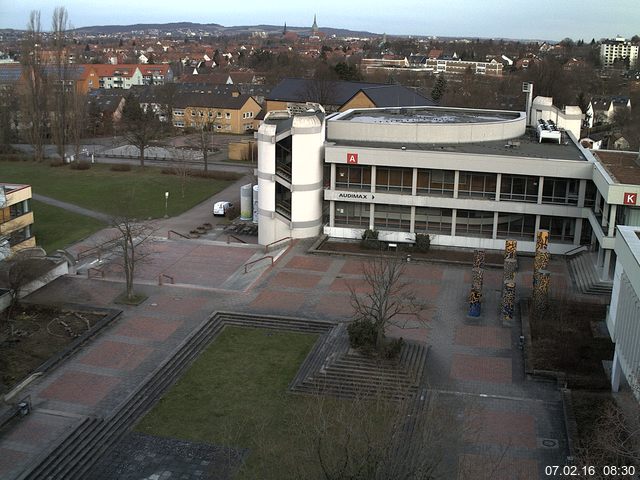 Foto der Webcam: Verwaltungsgeb&auml;ude, Innenhof mit Audimax, H&ouml;rsaal-Geb&auml;ude 1