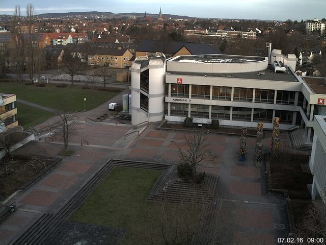 Foto der Webcam: Verwaltungsgeb&auml;ude, Innenhof mit Audimax, H&ouml;rsaal-Geb&auml;ude 1